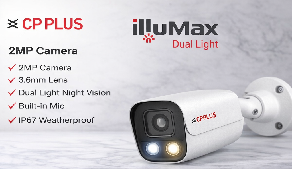 CP PLUS iLLUMAX Dual Light IP CCTV Camera | Network Security Camera with Color Night Vision | Secure Encryption &amp; OTA Security | Model: CP-UNC-TA21L3C-LQ