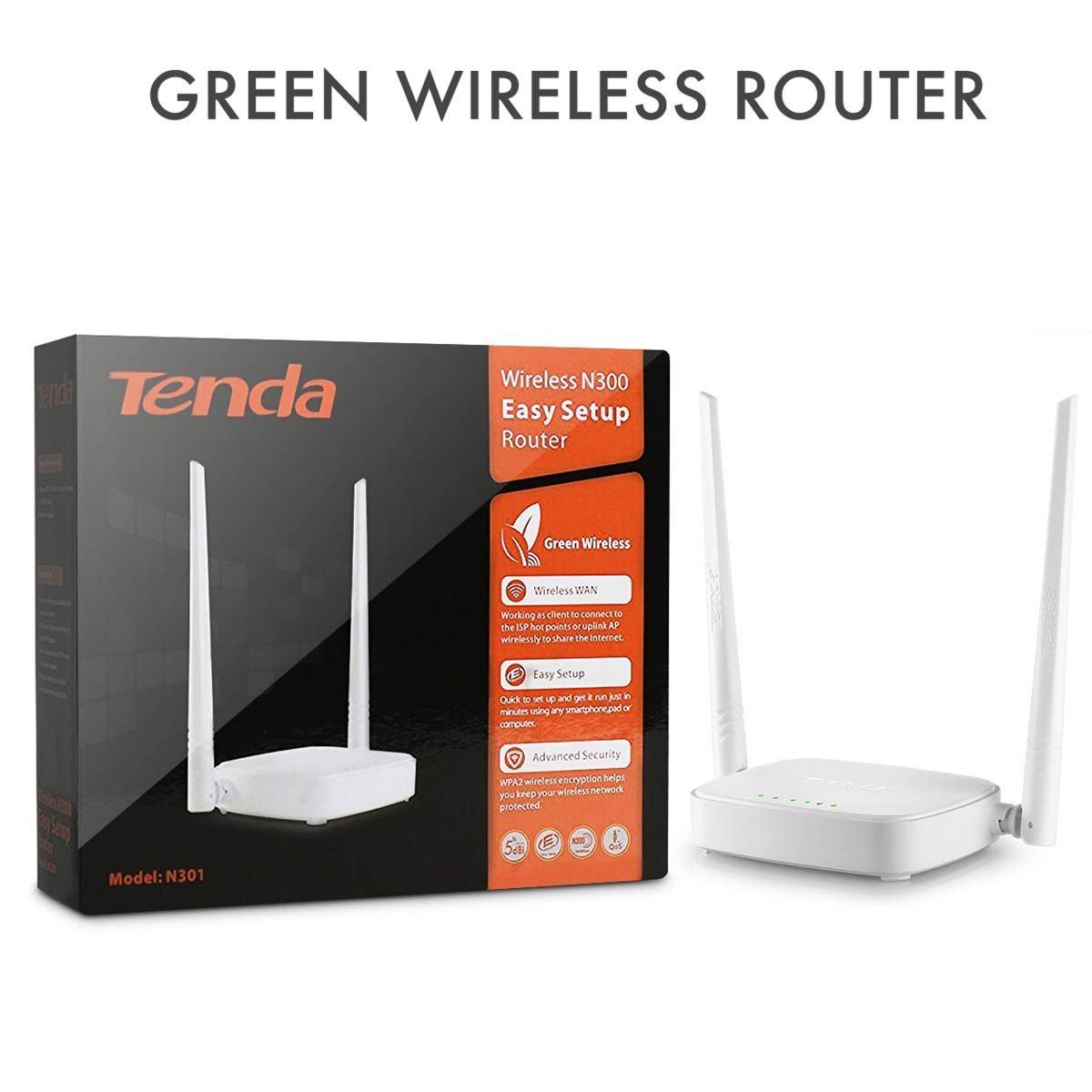 Tenda N301 Wireless N300 Easy Setup Router (300 Mbps, 2 High Gain Antennas, 4-in-1 Mode)