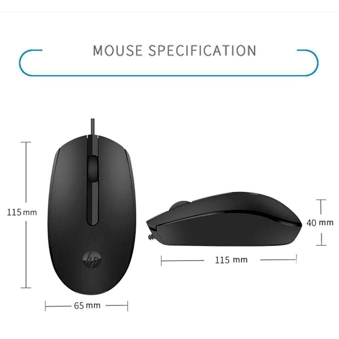 HP M10 Wired Optical Mouse | USB Plug &amp;amp; Play | 1000 DPI Optical Sensor | Ambidextrous Design | Smooth Scrolling | Ideal for Office, Home and Students