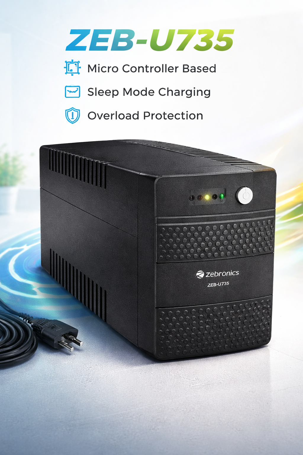 Zebronics ZEB-U735 Micro Controller Based UPS with Sleep Mode Charging and Overload Protection