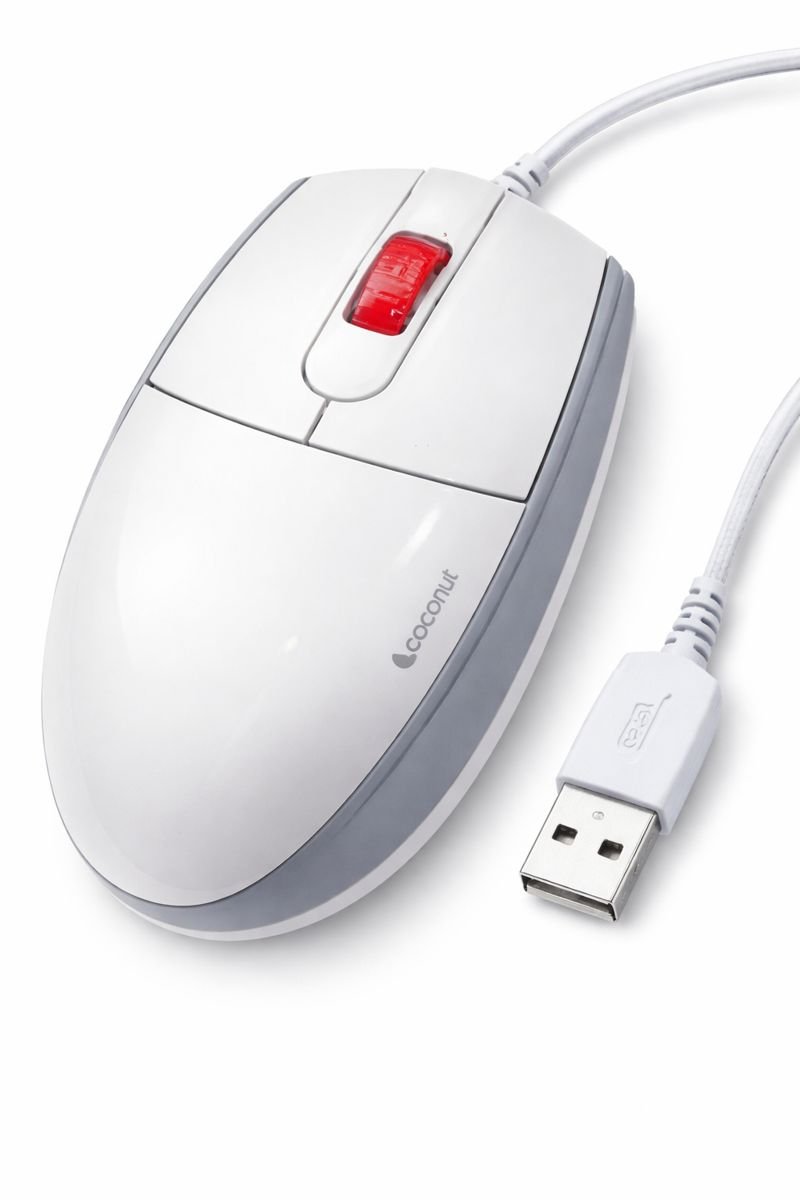 Coconut ZETA Wired Optical Mouse (USB, 3-Button, Ergonomic Design, White/Grey)